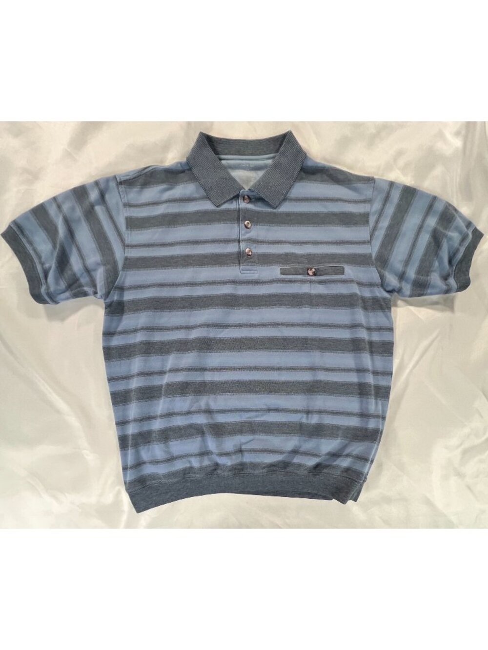 David Taylor Golf Polo Shirt Blue Stripe Men's Large